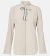 Max Mara Apollo Bow-detail Silk Crêpe Blouse In Beige