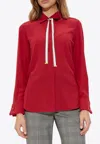 Max Mara Apollo Long-sleeved Silk Shirt In Red