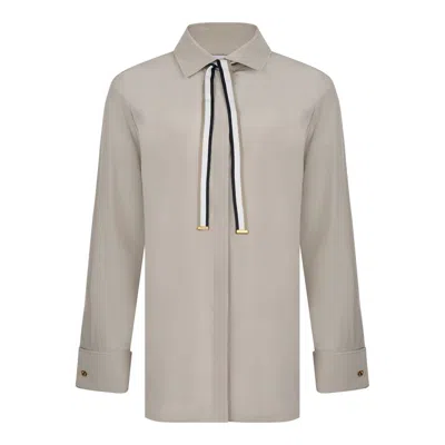 Max Mara Ribbon-detail Shirt In Beige