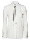 Max Mara Apollo Ribbon Detailed Long-sleeved Shirt In White