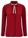 Max Mara Apollo Long-sleeved Silk Shirt In Burgundy