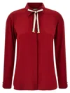 Max Mara Apollo Long-sleeved Silk Shirt In Red