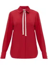 Max Mara Apollo Long-sleeved Silk Shirt In Rot