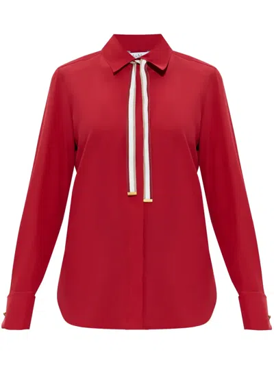 Max Mara Womens Red Apollo Embellished Silk Shirt