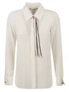 Max Mara Beige Silk Shirt With Tie Women In Silk