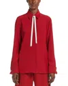 Max Mara Apollo Long-sleeved Silk Shirt In Red
