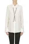 Max Mara Apollo Ribbon Detailed Long-sleeved Shirt In White