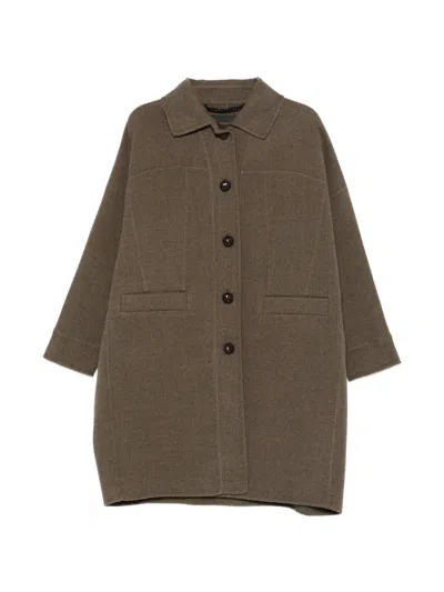 Max Mara Apotema Pocket Button Coat In Brown