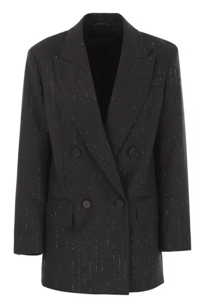 MAX MARA MAX MARA APPIA - DOUBLE-BREASTED BLAZER IN WOOL AND SEQUINS