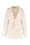 Max Mara Studio Aquile Belted Cardigan In White
