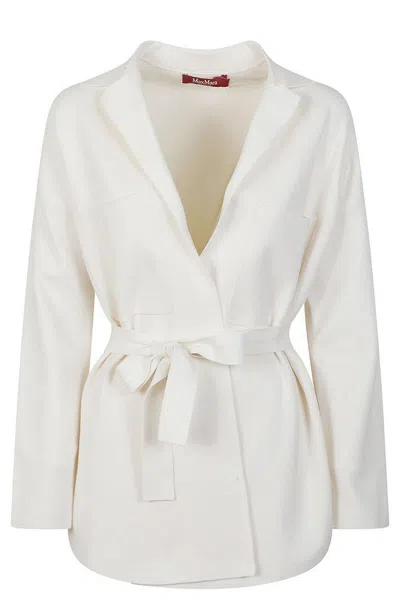 Max Mara Aquile Knotted Jacket In White
