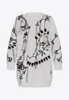 Max Mara Embroidered Wool And Cashmere Dress In White