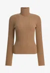 Max Mara Wool And Cashmere Turtleneck Sweater In Gold