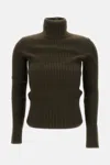 Max Mara Ribbed Turtleneck Sweater In Green
