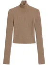 Max Mara Fitted Long Sleeve Turtleneck Knit Sweater In Brown