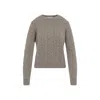 Max Mara Aramis Cable Knit Crew Neck Sweater In Brown