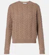 Max Mara Slim Fit Cable-knit Cashmere Pullover Clothing In Brown
