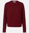 Max Mara Aramis Cable-knit Cashmere Sweater In Burgundy