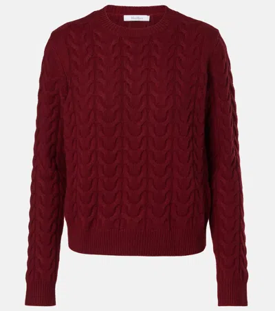 Max Mara Aramis Cable-knit Cashmere Sweater In Burgundy