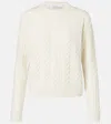 Max Mara Slim Fit Cable-knit Cashmere Pullover In White