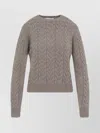 Max Mara Aramis Cable Knit Crew Neck Sweater In Gray