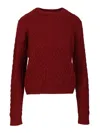 Max Mara Aramis Crewneck Cable Cachemire Knitwear Red In Burgundy