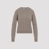 Max Mara Aramis Cable Knit Crew Neck Sweater In Gray