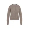 Max Mara Aramis Cable Knit Crew Neck Sweater In Gold