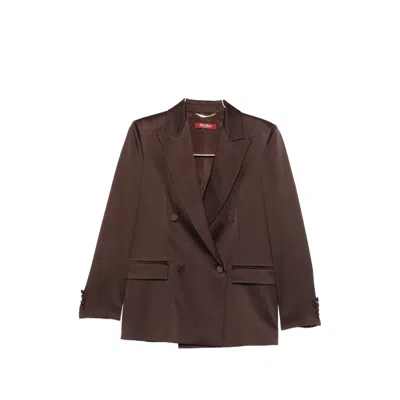Max Mara Arca Double-breasted Blazer In Brown