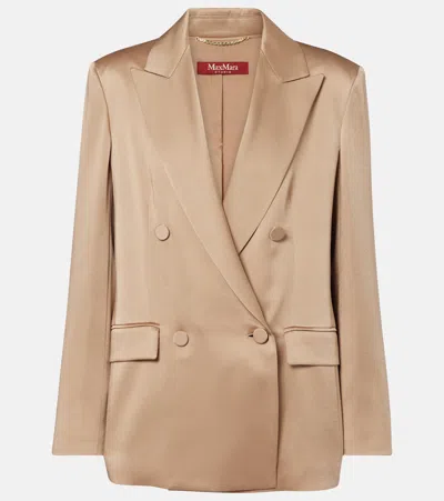 Max Mara Arca Double-breasted Satin Blazer In Brown