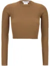 Max Mara Arcella Stretch Viscose Crepe Rib Top In Brown
