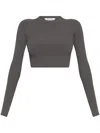 Max Mara Arcella Stretch Viscose Crepe Rib Top In Grey