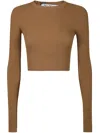 Max Mara Ribbed Cropped Top With Fitted Silhouette And Long Sleeves