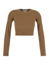 Max Mara Arcella Stretch Viscose Crepe Rib Top In Brown