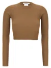 Max Mara Arcella Stretch Viscose Crepe Rib Top In Brown