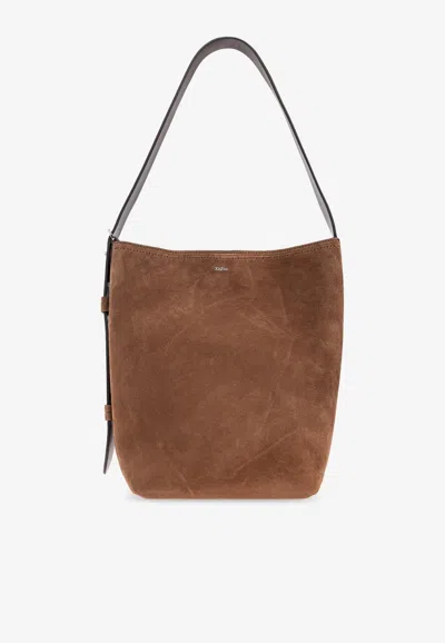 Max Mara Archeti Suede Shoulder Bag In Brown