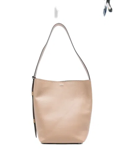 Max Mara Archetipo Leather Bucket Bag In Neutral