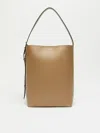 Max Mara Archetipo Leather Maxi Bucket Bag In Mud