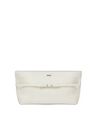 Max Mara Leather Archetipo Clutch Bag In White