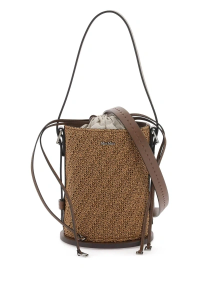 Max Mara "archetype Crochet Bucket Bag" In Brown