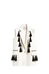 Max Mara Waistcoat With Tassel Embellishments And Notched Lapel In Bianco