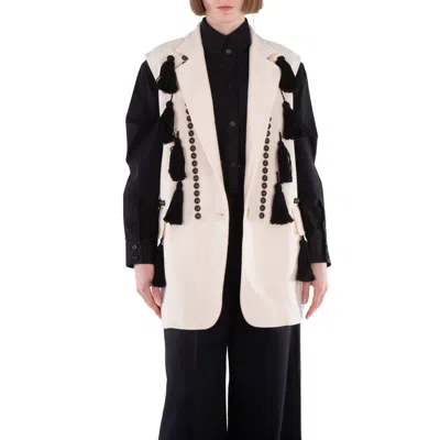 Max Mara Waistcoat With Tassel Embellishments And Notched Lapel In White