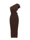 Max Mara Long One-shoulder Dress In Brown