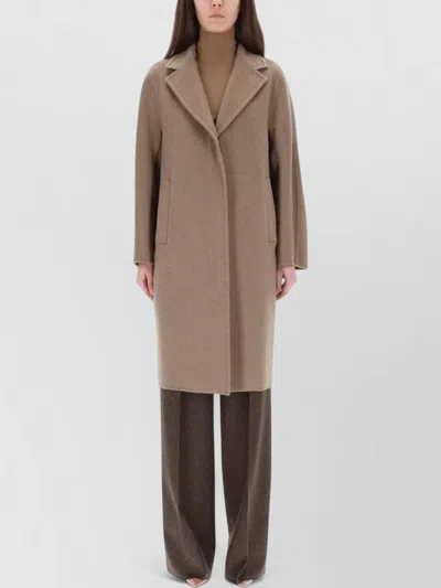 Max Mara Ardenne Long Coat Front Pockets Lapels In Multi