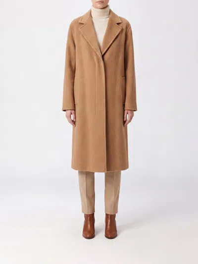Max Mara Ardenne Single-breasted Long 100% Cashmere Coat In Brown