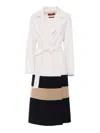 Max Mara Tailored Wrap Coat With Contrasting Stripes In Multi