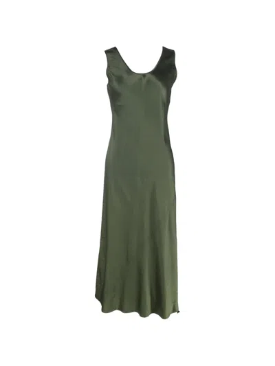Pre-owned Max Mara Ares Sleeveless Midi Slip Dress In Green