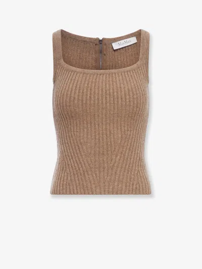 Max Mara Aretusa Wool And Cashmere Top In Brown