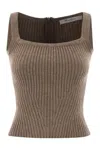 Max Mara Aretusa1234 - Wool And Cashmere Knit Top In Brown