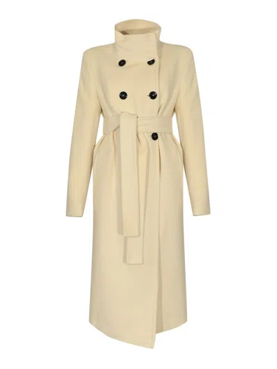 Max Mara Arezzo Double-breasted Wool Coat In White